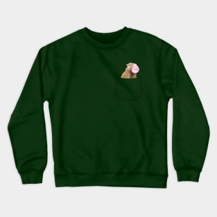Peeking Pocket Pet - Capybara Blowing Bubblegum Crewneck Sweatshirt